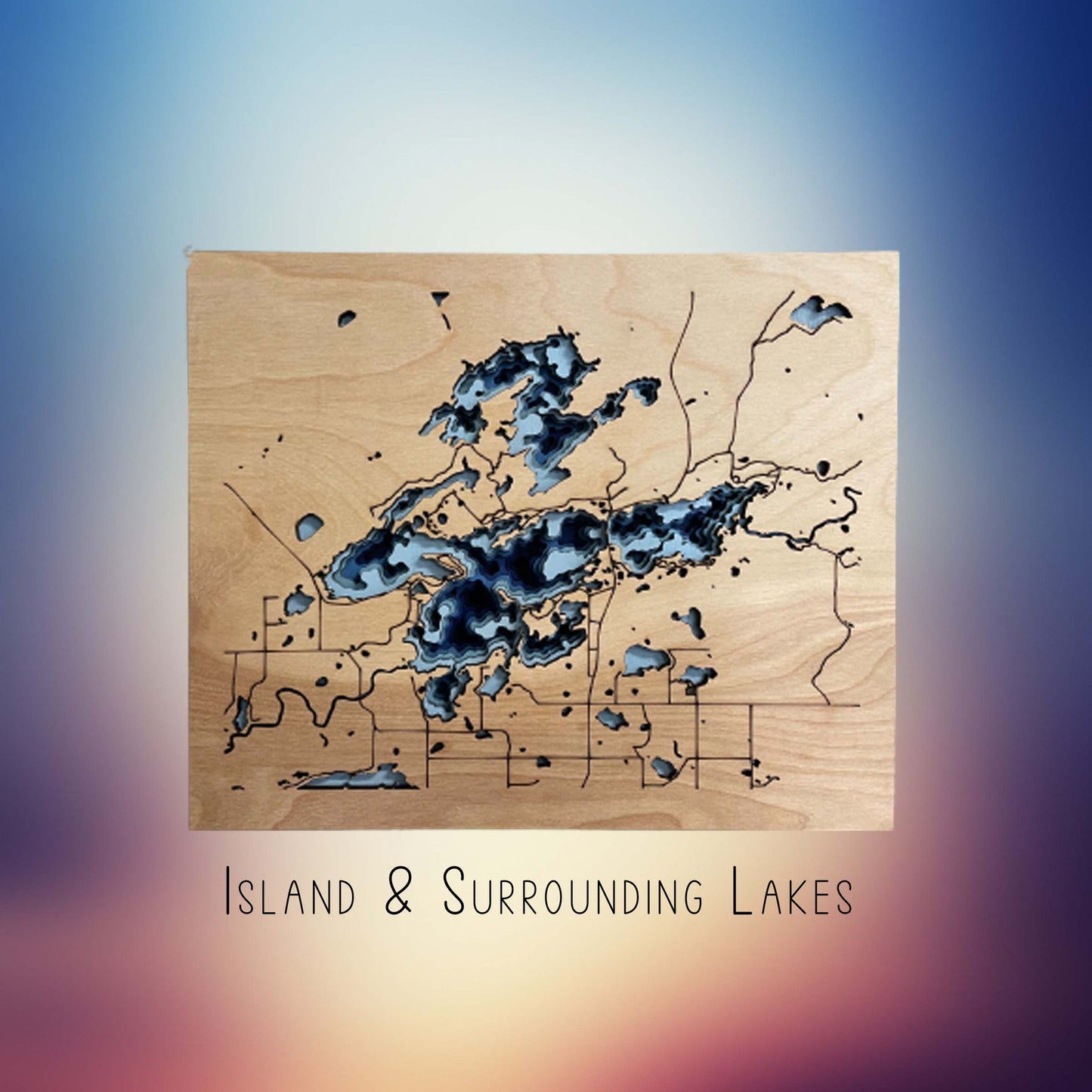 Wooden Sign | Topographic Lake - 12x16