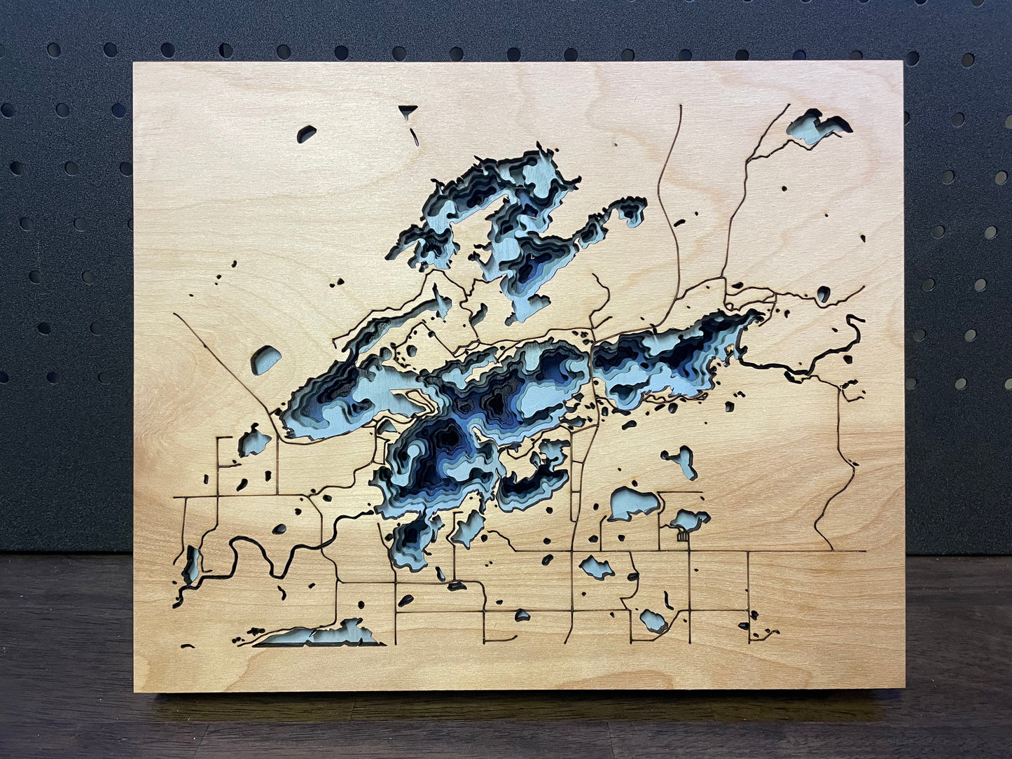 Wooden Sign | Topographic Lake - 12x16