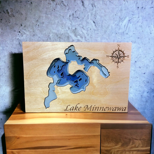 Wooden Sign | Topographic Lake - 18X24