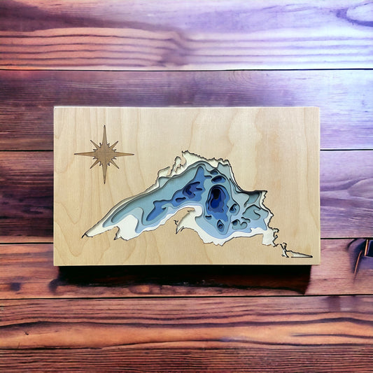 Wooden Sign | Topographic Lake - 8x12